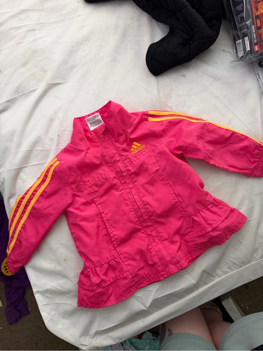 adidas Girls' Hot Pink Jacket with Yellow Logo